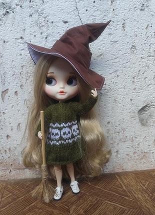 Вязаное платье к хелловину helloween одежда для куклы блайз blythe 30 см