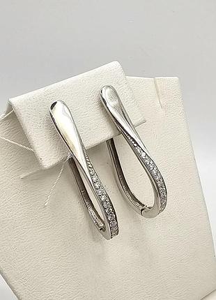 Сережки серебряные с фианитом "самба" 5,61 г