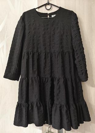 Чорна коротка сукня zara l розмір, жіноча простора сукня з довгим рукавом, бохо сукня