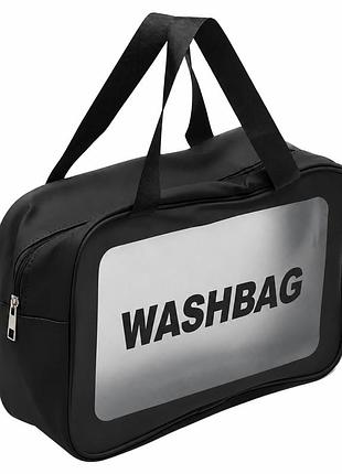 Дорожная косметичка washbag r91535-l из пу 31×21×15 см, 1 отделение, на молнии черная