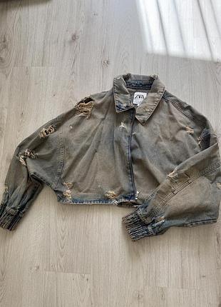 Укорочена джинсова куртка zara 2