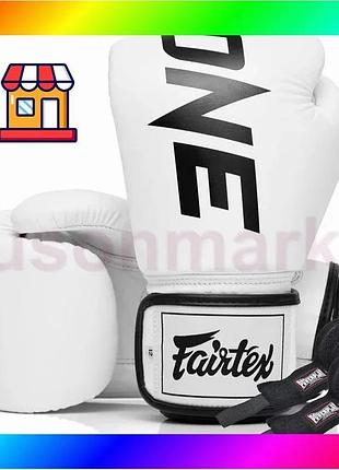 Bs боксерські рукавиці fairtex best mix bgv1-one (натуральна шкіра) white 12 унцій (бинти в комплекті) bas77/n