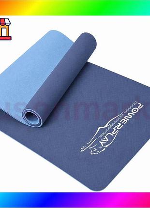 Bs коврик для йоги best mix и фитнеса powerplay 4150 tpe premium performance mat океанический (183x61x bas77/n
