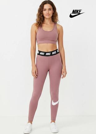 Оригинальные котоновые высокие розовые лосины nike размер xs хлопковое леггинсы спортивные с высокой посадкой талией найк pro про тайтсы для зала хс