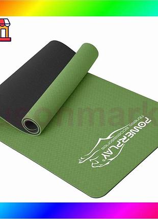 Bs коврик для йоги best mix и фитнеса powerplay 4150 tpe premium performance mat зеленый (183x61x0.6 с bas77/n