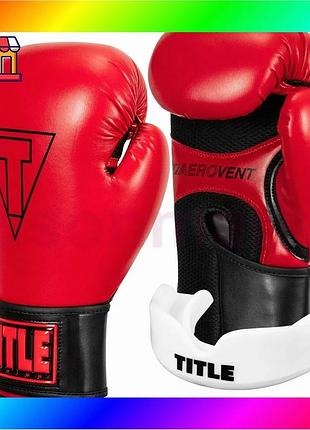 Bs боксерские перчатки title best mix boxing vegan gloves red/black 12 oz (капа в комплекте) bas77/n