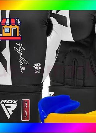 Bs боксерські рукавиці rdx best mix f4 boxing sparring gloves hookloop white/black 12 унцій (капа у ко bas77/n