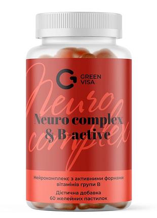Нейрокомплекс neuro complex & b-active, грин виза, 60 штук, витамины для поддержки нервной системы.