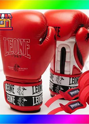 Bs боксерські рукавиці leone best mix gn208 iconic red 14 унцій (бинти 4 м. в комплекті) bas77/n