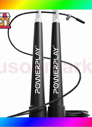 Bs скакалка скоростная powerplay best mix 4202 ultra speed rope черная (2,9m.) bas77/n