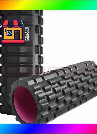 Bs масажний ролик (роллер) best mix power system ps-4050 fitness foam roller black/pink (33x15см.) bas77/n