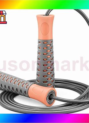 Bs скакалка powerplay 4206 best mix jump rope pro+ серо/розовая (2,75m.) bas77/n
