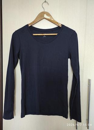 Базовий темно-синій лонгслів uniqlo з преміальної лінійки supima cotton, р. m