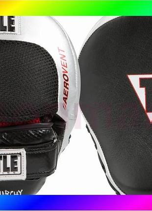 Bs лапы боксерские title best mix boxing aerovent anarchy punch mitts black/silver bas77/n
