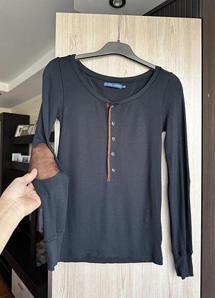 Лонгслів хенлі в рубчик ralph lauren зі шкіряними латками