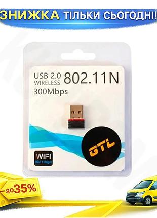 Ku мережевий адаптер gtl universal fit w300 usb 2.0 wifi 4 nano для ноутбука пк бездротовий інтернет а uni2l_k
