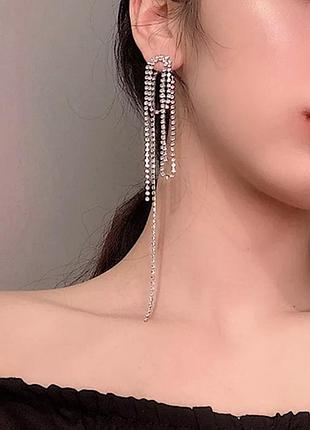 Серьги медузы длинные камни стразы серьги серьги серьга