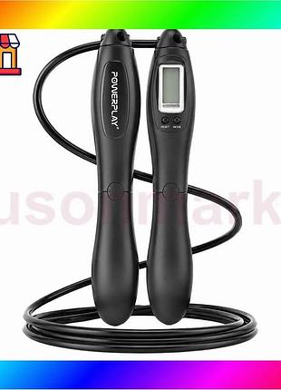 Bs скакалка з лічильником best mix powerplay 4216 jump rope чорна 2.8 см. bas77/n