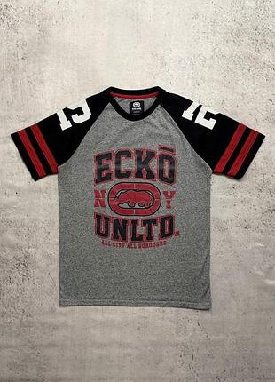 Оригінальна чоловіча сіра футболка ecko big logo в ідеальному стані розмір м
