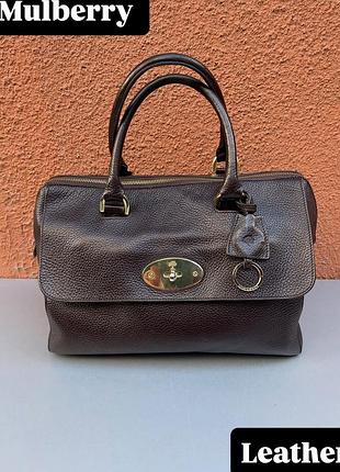 Жіноча стильна натуральна шкіра сумка mulberry del rey коричневий колір