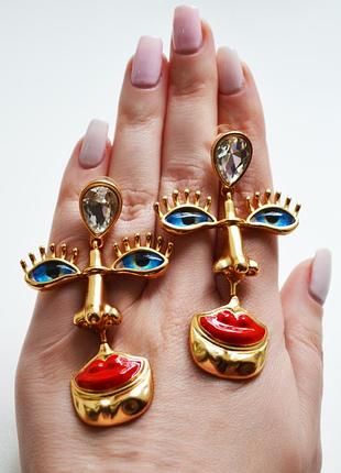 Роскошные серьги лицо глаза нос губы  schiaparelli  сережки