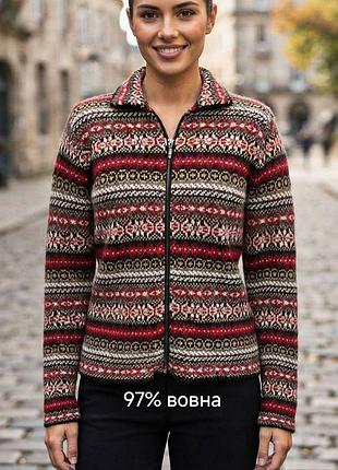 Вовняний кардиган laura ashley на блискавці з високим коміром, прикрашений густим традиційним скандинавським візерунком візерунком