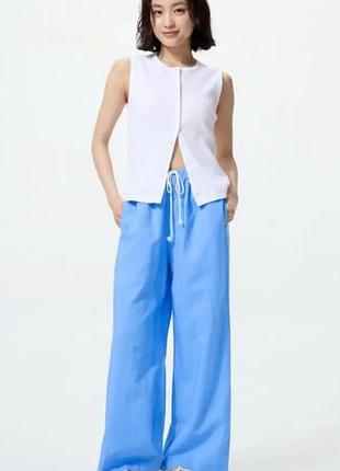 Широкие льняные брюки uniqlo