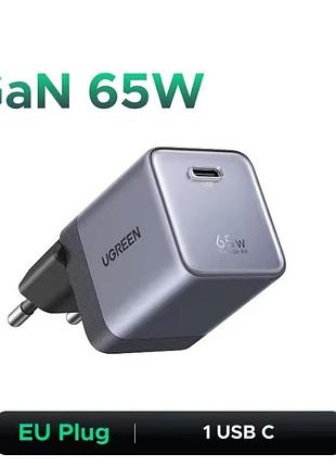Зарядное устройство ugreen 65w ultra mini x860 type-c gan grey