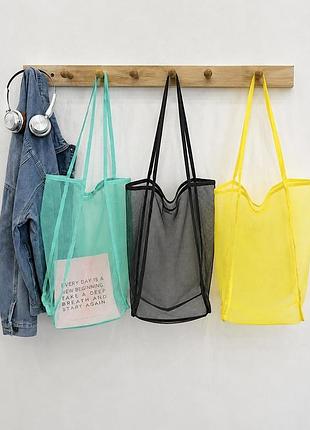 Ультрамодная сумка-тоут “mesh bag” | прозрачный шоппер | 3 стильные цвета