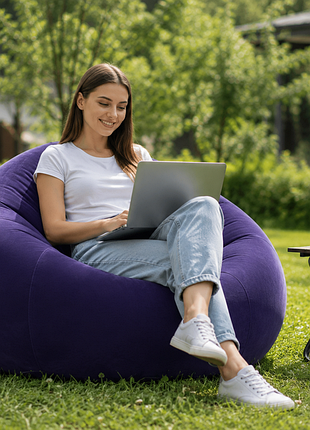 Надувное кресло-пуф inflatable sofa / надувное кресло-мешок 110×110×85 см фиолетовое