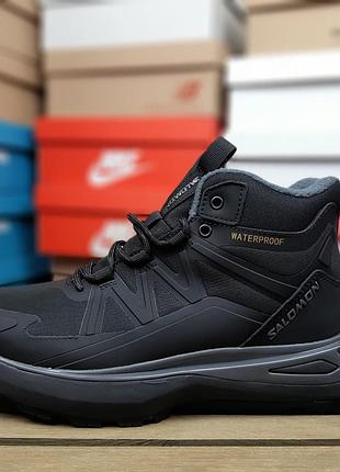Зимние мужские кроссовки salomon outpulse mid waterproof winter termo black саломон черного цвета термо