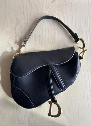 Сумка для жінок christian dior saddle чорна шкіряна