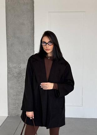 Утепленное кашемировое пальто свободного кроя 3