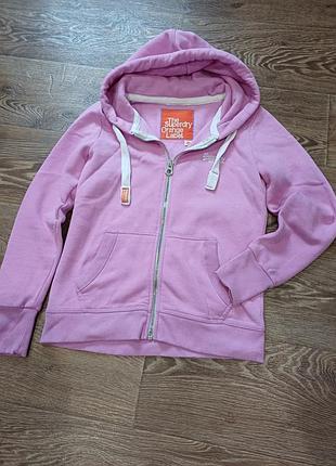 Жіноча рожева зіп-худі на флісі від відомого бренду superdry з фірмової лінійки orange label