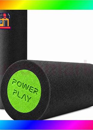 Bs массажный ролик (роллер) best mix гладкий powerplay 4021 fitness roller черно-зеленый (30x15см.) bas77/n