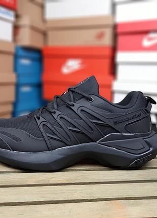 Зимові утеплені чоловічі кросівки salomon xt pu. re advanced gore-tex winter termo black саломон чорного кольору термо