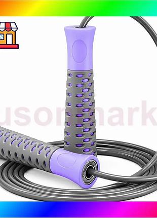 Bs скакалка powerplay 4206 best mix jump rope pro+ серо-фиолетовая (2,75m.) bas77/n