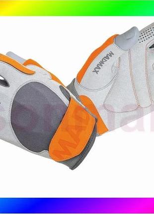 Bs рукавички для фітнесу best mix madmax mfg-850 crazy grey/orange l bas77/n