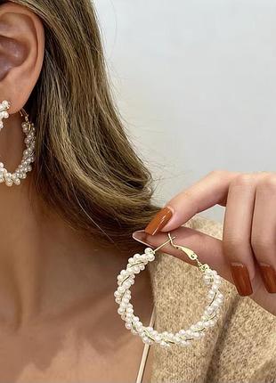 Элегантные серьги-кольца с жемчужинами, 5