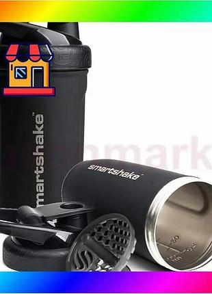Bs шейкер спортивний smartshake best mix металевий reforce stainless steel 30oz/900ml black bas77/n