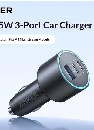 Автомобильное зарядное устройство anker 167.5w a2737 3-in-1 2×type-c 1×usb-a 100w pd