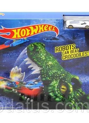 Трек с запуском "hot wheel" хот вилс, крокодил и робот (+2 машинки)