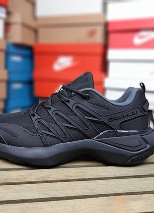 Зимові утеплені чоловічі кросівки salomon xt pu. re advanced gore-tex winter termo black саломон чорного кольору термо