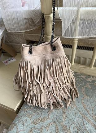 Сумка мішок замшева