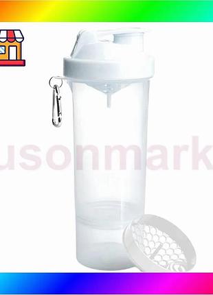 Bs шейкер спортивный smartshake best mix slim 500ml pure white bas77/n