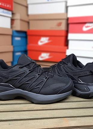 Зимові утеплені чоловічі кросівки salomon xt pu. re advanced gore-tex winter termo black саломон чорного кольору термо