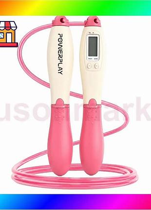 Bs скакалка з лічильником best mix powerplay 4216 jump rope рожева 2.8 см. bas77/n