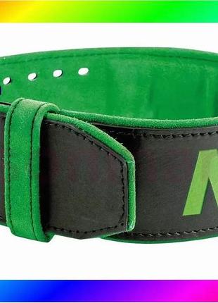 Bs пояс для тяжелой best mix атлетики madmax mfb-302 quick release belt кожаный black/green xl bas77/n
