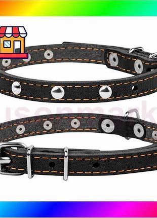 Bs ошейник "collar" одинарный best mix с украшениями (ширина 14мм, длина 27-35см) черный bas77/n