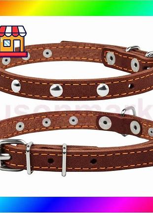 Bs ошейник "collar" одинарный best mix с украшениями (ширина 14мм, длина 27-35см) коричневый bas77/n